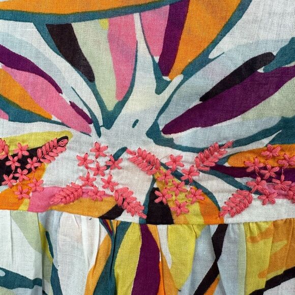 C&C California Wrap Mini Skirt Womens L Boho Resort Colorful Ruffle Embroidered - Picture 6 of 11